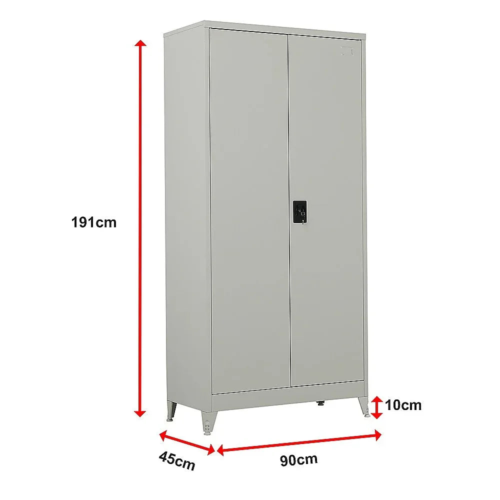 Two-Door Metal Cabinet Shelf Storage for Home Office Gym - Mekamart Australia