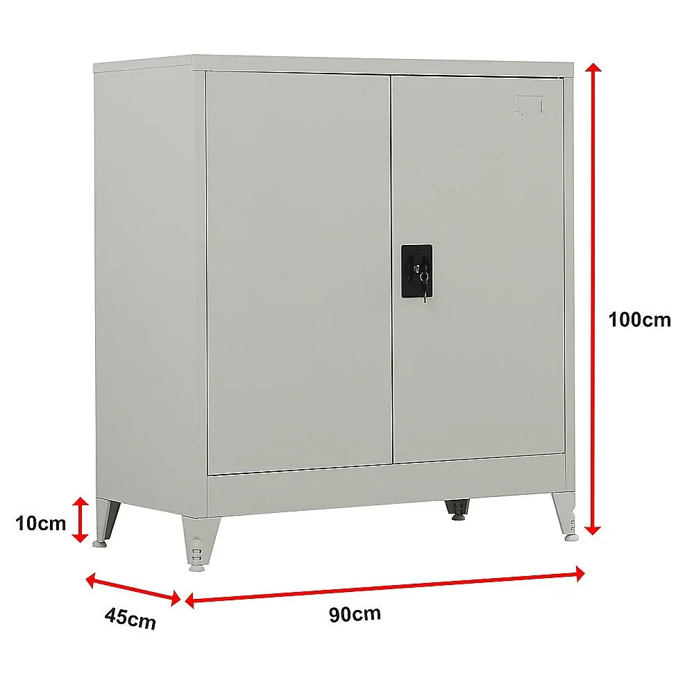 Two-Door Metal Short Cabinet Shelf Storage for Home Office Gym - Mekamart Australia