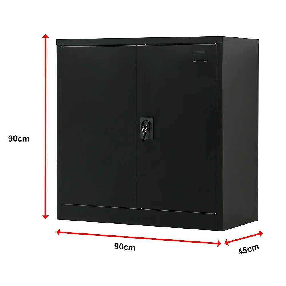 Two-Door Metal Short Cabinet Shelf Storage for Home Office Gym - Mekamart Australia