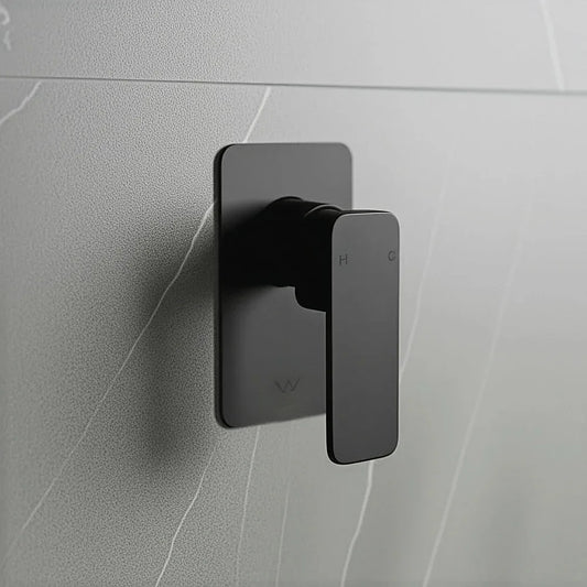 Single Square Shower Bath Mixer Tap Bathroom WATERMARK Approved in Black - Mekamart Australia