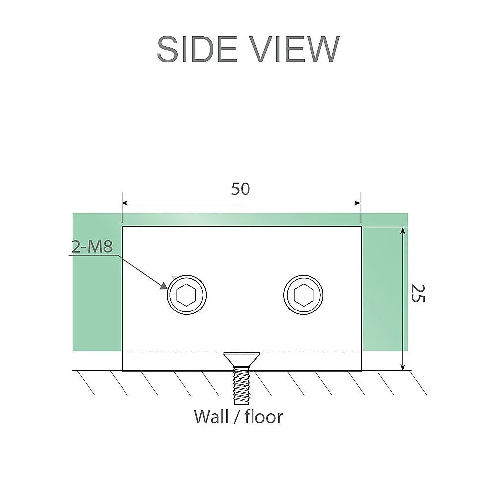 Glass-to-wall/floor Shower Screen U-bracket in Gunmetal - Mekamart Australia