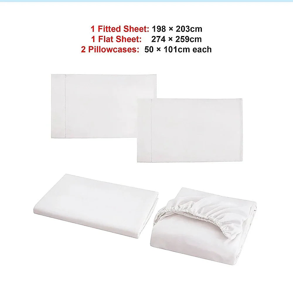 King Bed Sheet Set – 1800 Series Microfiber, Deep Pocket, Soft & Breathable, White - Mekamart Australia