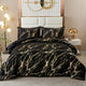 Black Gold Metallic Marble Comforter Set, King Size, Foil Print Glitter 3-Piece Bedding - Mekamart Australia