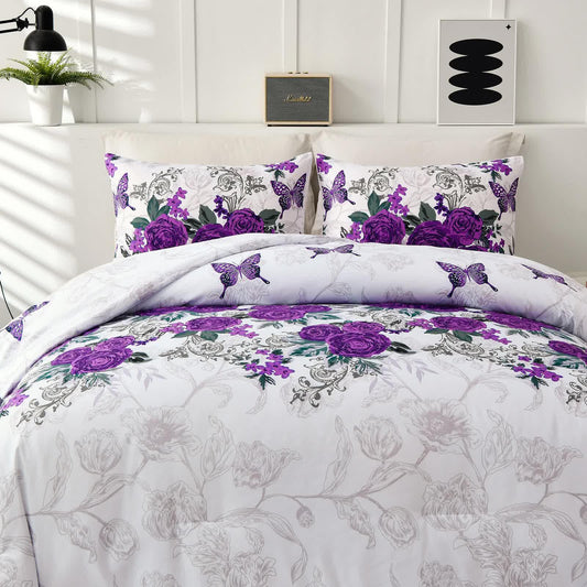 Luxe Loft Purple rose Quilted Comforter & Shams – Trending 3‑Piece Set - Mekamart Australia