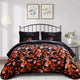 Black and Red Leaves Quilted Bedspread & Pillowcase Set - Mekamart Australia