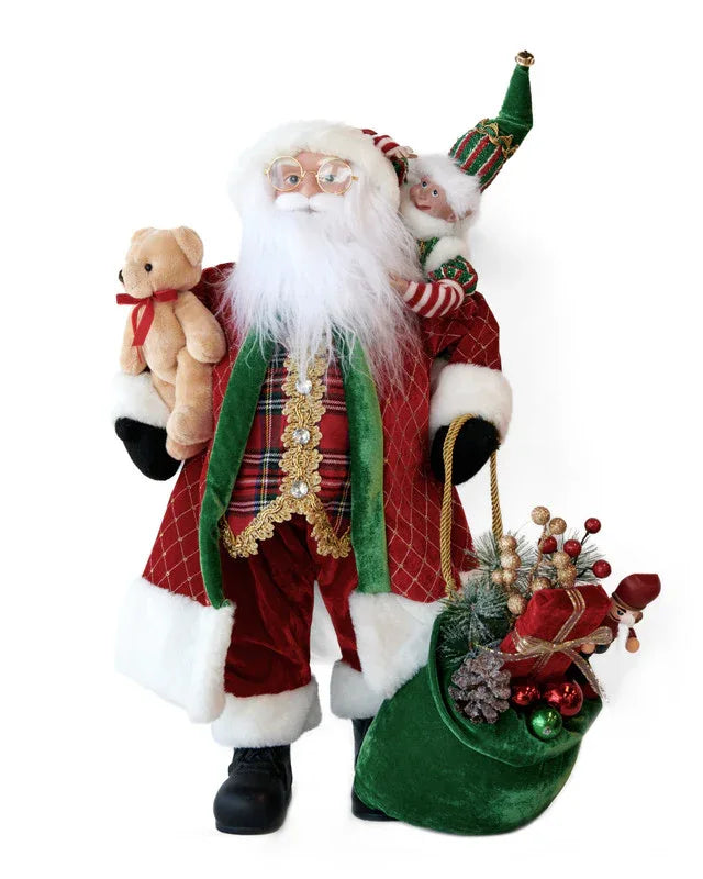 LUXURY SANTA WITH BEAR & ELF 61CM - Mekamart Australia