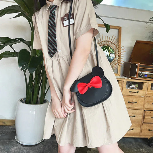 Adorable Bow Bear Crossbody Bag for Kids - Black Small Shoulder Bag 13*13*5cm - Mekamart Australia