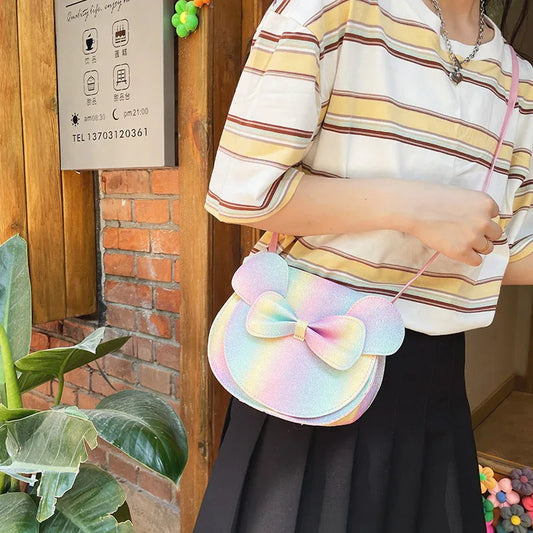Adorable Bow Bear Crossbody Bag for Kids - rainbow-colored Small Shoulder Bag 13*13*5cm - Mekamart Australia