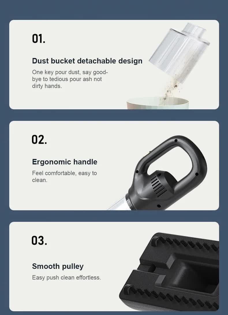 Green Portable Cordless Vacuum Cleaner - 120W, 10KPa Suction, 2000mAh Battery, Lightweight Design, with Soft Brush Attachment - Mekamart Australia