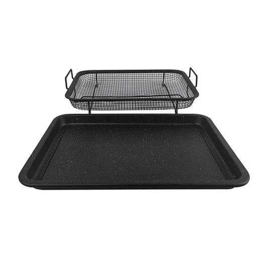 BBQ Square Non-Stick Stainless Steel Grill Basket - Silver Color, Small Size (30*22*5.5 cm), Ideal for Grilling Meat and Vegetables - Mekamart Australia