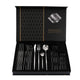 Silver Color Premium 24-Piece Stainless Steel Cutlery Set – Elegant Golden Steak Knife, Fork, and Spoon Set in Luxury Gift Box - Mekamart Australia