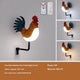 Brown USB Rechargeable Rooster Wall Lamp with Sound, Aromatherapy, and Decorative Design - Creative Nightlight for Bedroom and Corridor - Mekamart Australia