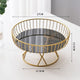 Elegant Iron Art Glass Serving Tray(Black Glass) -Round Design with Gold Finish 27*13.5*17.5cm - Mekamart Australia