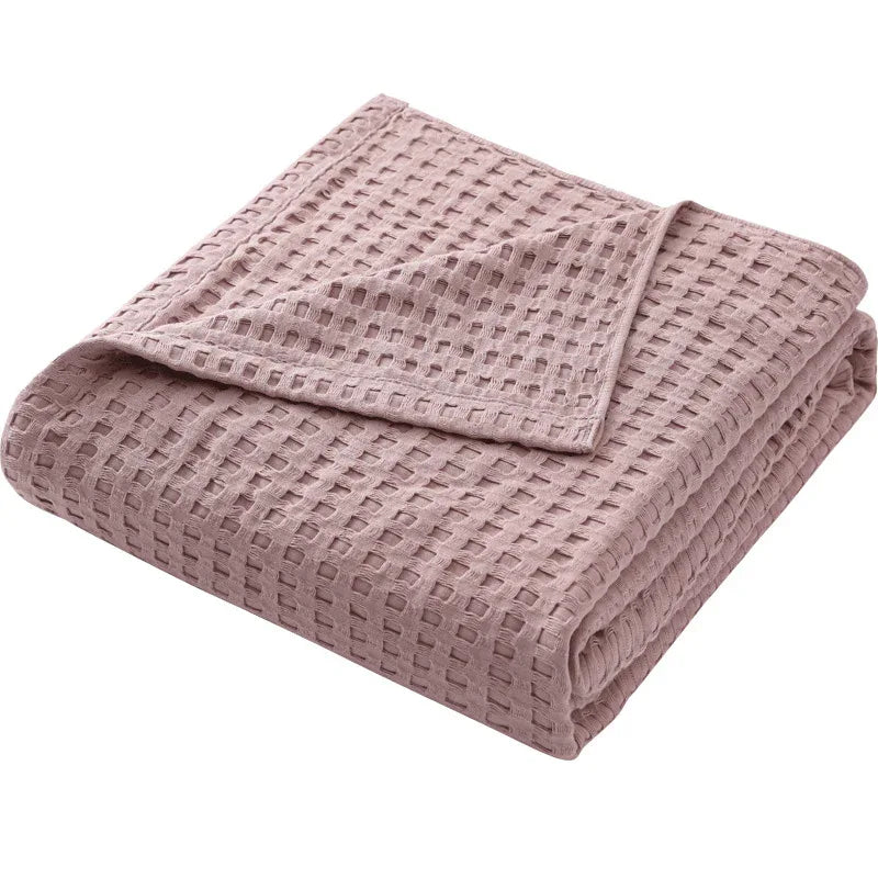 Cotton Waffle Blanket - Air Conditioning Blanket/Throw/Summer Quilt, 150*200cm,Light Green - Mekamart Australia