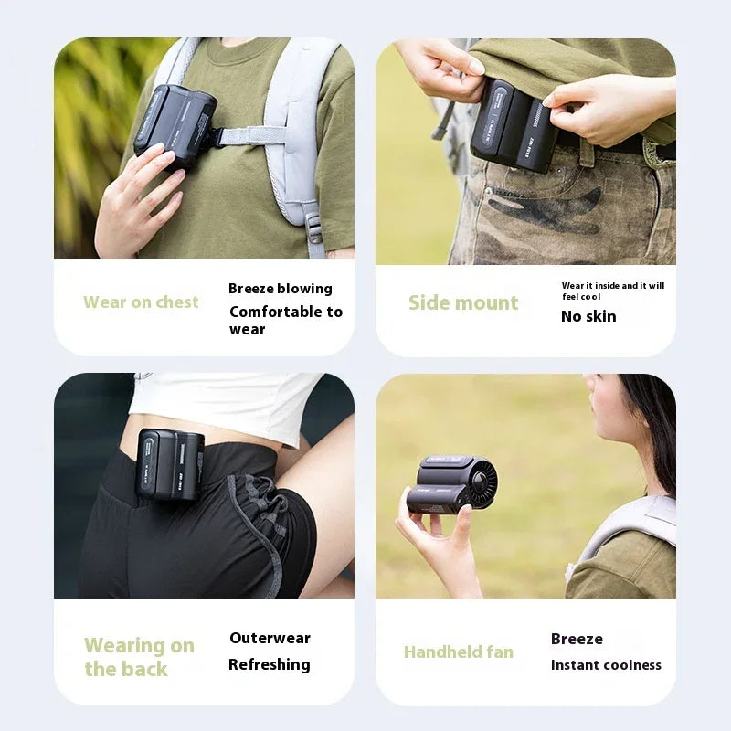 White Outdoor Waist Fan - Portable Wearable Fan for Hands-Free Cooling - Mekamart Australia