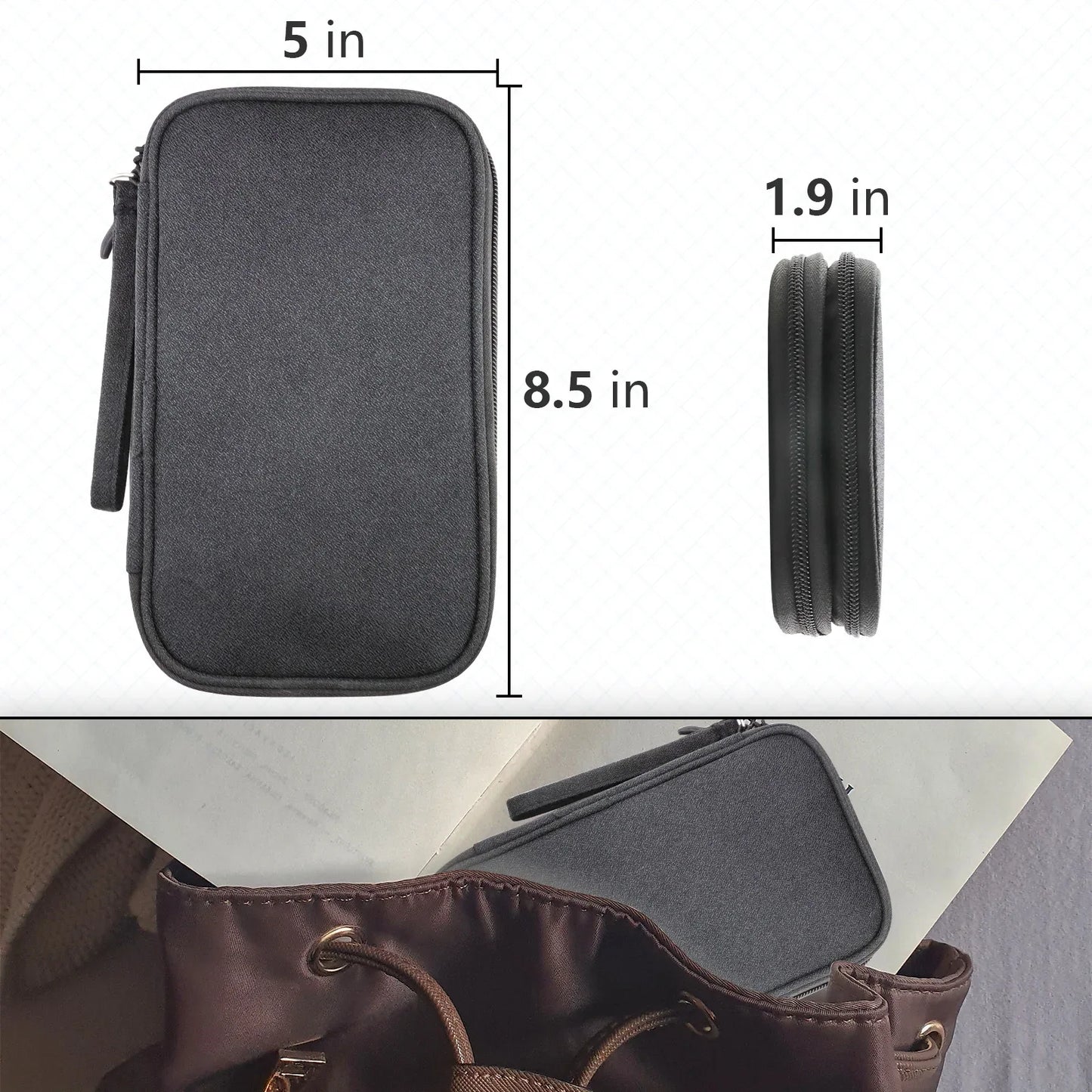 Black Portable Digital Organizer Bag β Multifunctional Storage for Power Banks, Cables, and Accessories(Photography Props Not Included) - Mekamart Australia