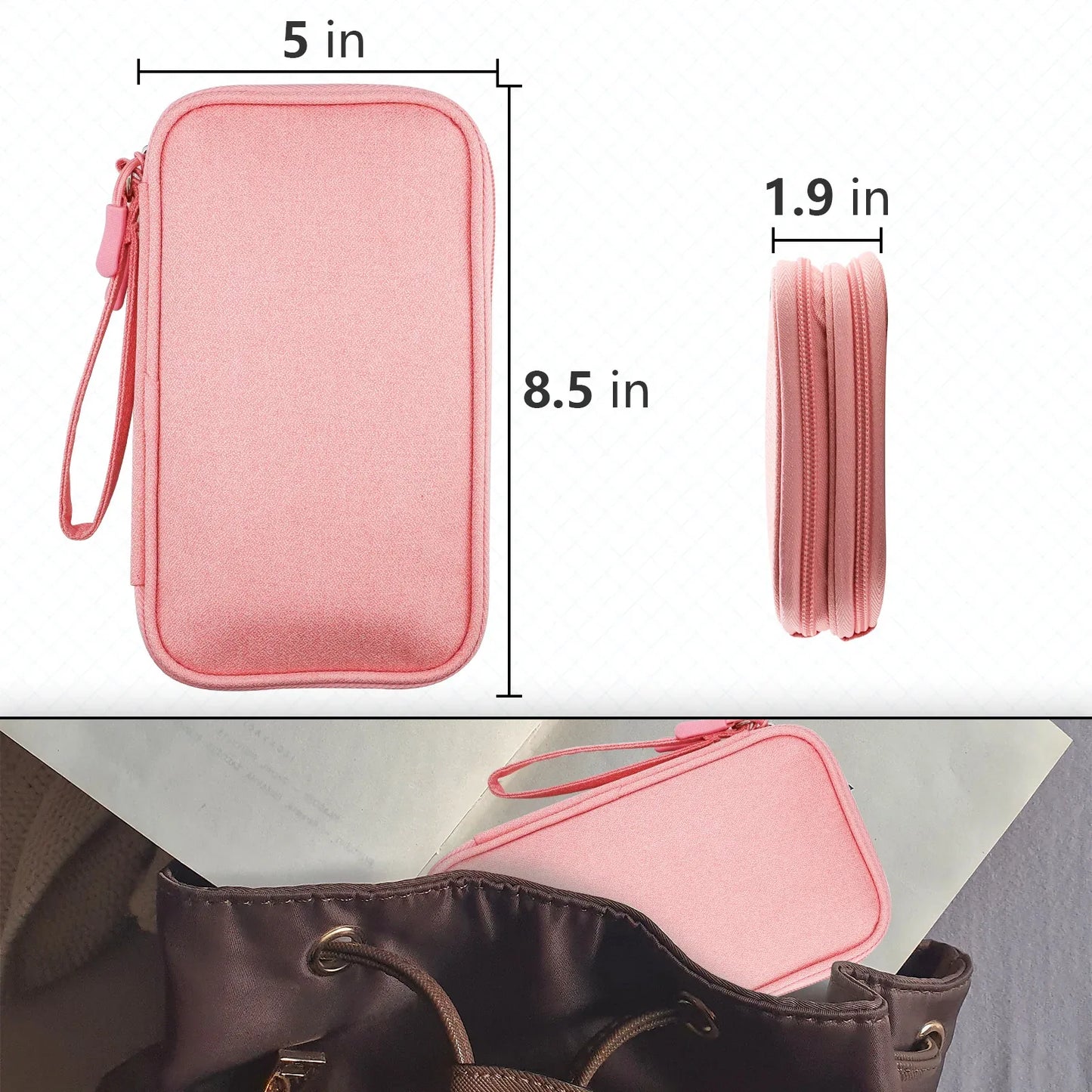 Pink Portable Digital Organizer Bag - Multifunctional Storage for Power Banks, Cables, and Accessories(Photography Props Not Included) - Mekamart Australia