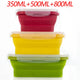 3-piece Set (Red + Yellow +Green) Collapsible Silicone Food Storage Containers Set - 350ML, 500ML, 800ML | BPA-Free, Microwave, Dishwasher & Freezer Safe | Foldable & Portable Bento Boxes for Travel & Outdoor - Mekamart Australia