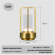 Gold Rechargeable Table Lamp - Touch Dimming 3-Color LED Light for Bedroom and Office - Mekamart Australia