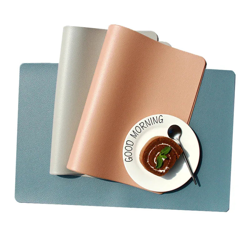 5 PCS Orange Nordic Style Leather Placemat - Anti-Slip, Heat-Resistant Table Mat 30cm x 45cm - Mekamart Australia