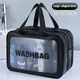 2PCS Dual-Layer Transparent PU Cosmetic Pouch - Wet and Dry Separation, Large size(31*15*20cm)- Black - Mekamart Australia