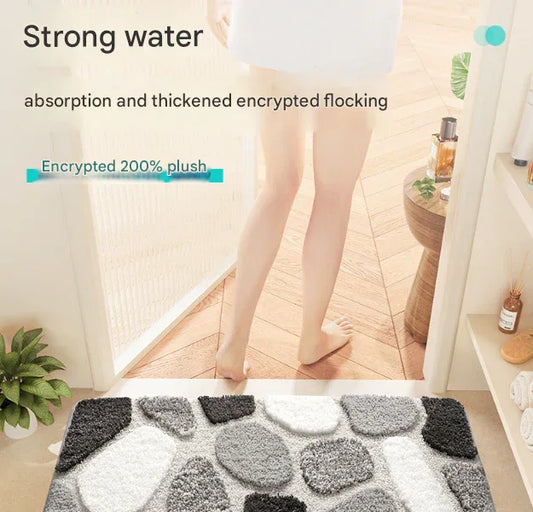Blue Bath Mat - Super Absorbent, Non-Slip Bathroom Floor Mat - 50x80cm - Mekamart Australia