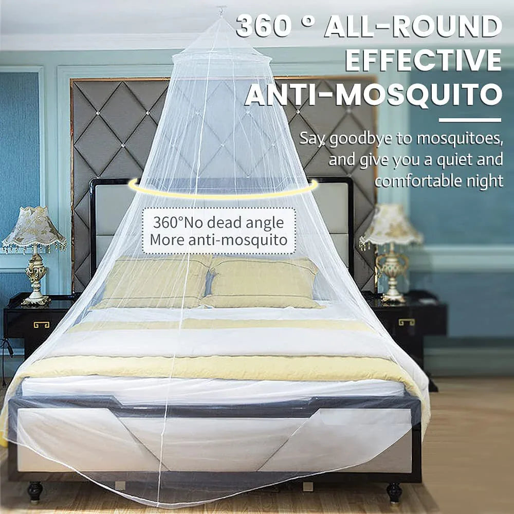 White Hanging Princess Bed Canopy Mosquito Net - Dome Bedding for Dorm Rooms & Bedrooms (Fits ≤1.5m Beds) - Mekamart Australia