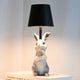 Grey Bunny Black Lampshade Adorable Rabbit Resin Table Lamp - 3-Color LED, USB Rechargeable, Touch Dimming - Mekamart Australia