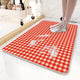 Red Plaid Pattern PVC Non-Slip Bath Mat 45x75cm - Shower Drain Hole Design, Soft & Quick-Dry Bathroom Rug - Mekamart Australia