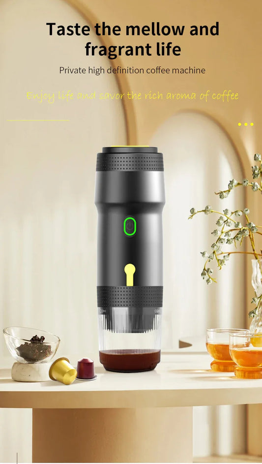 White 3-in-1 Portable Electric Espresso Maker - Rechargeable Travel Coffee Machine for Capsules & Ground Coffee - Mekamart Australia