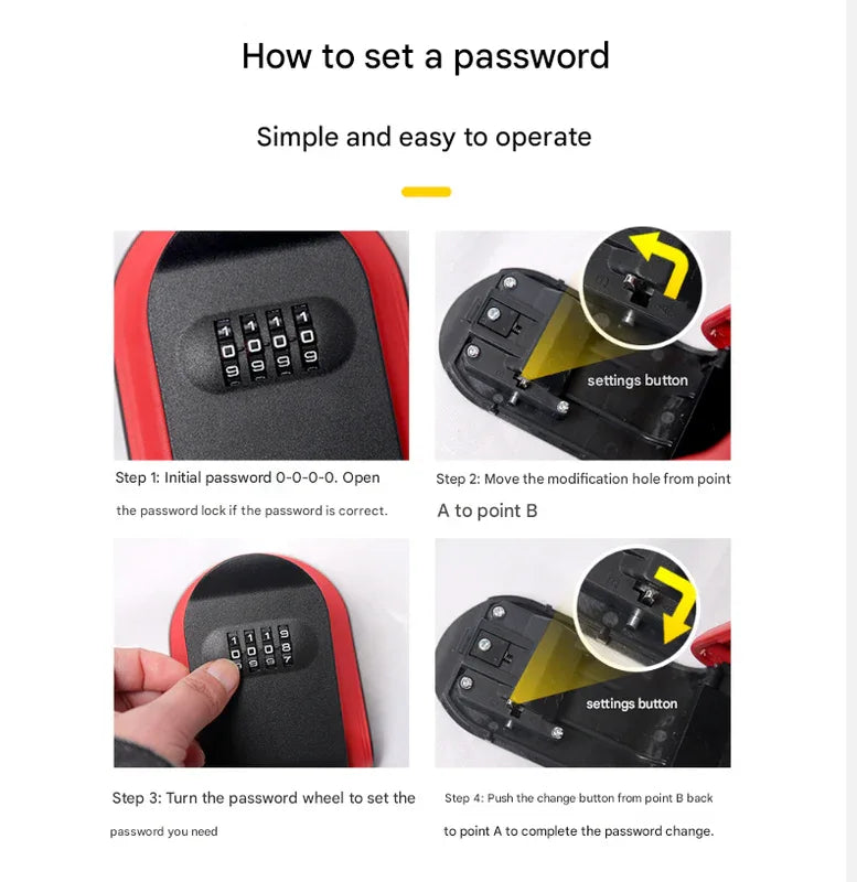 Black 3PCS Wall Mount Plastic Combination Key Lock Box - Secure Key Safe Storage Box - Mekamart Australia