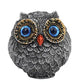 3Pcs Blue Small Decorative Resin Owl Figurine - Textured Statue with Blue Eyes - Mekamart Australia
