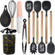Black 12-Piece Silicone Cooking Utensil Set - Non-Stick Food-Grade Kitchen Tools with Holder - Mekamart Australia