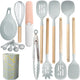 Gray 12-Piece Silicone Cooking Utensil Set - Non-Stick Food-Grade Kitchen Tools with Holder - Mekamart Australia