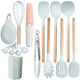 Morandi Green 12-Piece Silicone Cooking Utensil Set - Non-Stick Food-Grade Kitchen Tools with Holder - Mekamart Australia