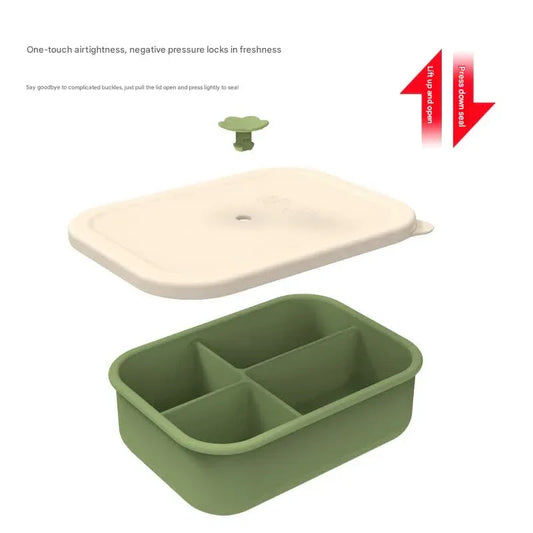 Light blue Microwave-Safe Silicone Lunch Box with 4 Compartments - Airtight Bento Box for Work and Travel - Mekamart Australia