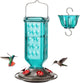 Elegant Hanging Hummingbird Feeder - Decorative Glass Nectar Bottle with Ant Moat, 6 Feeding Ports(Green)
