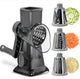 Grey Rotary Cheese Grater & Vegetable Slicer - Manual Shredder with 3 Interchangeable Drums - Mekamart Australia