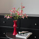 Glossy Red Ceramic Vase - Unique Bamboo-Look Design (20x8x5.5cm) - Mekamart Australia