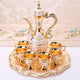 Elegant Gold Metal Serving Set - Decanter, 6 Cups, Tray (White Gold) - Mekamart Australia