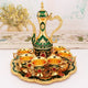 Elegant Gold Metal Serving Set - Decanter, 6 Cups, Tray (Gold Green) - Mekamart Australia