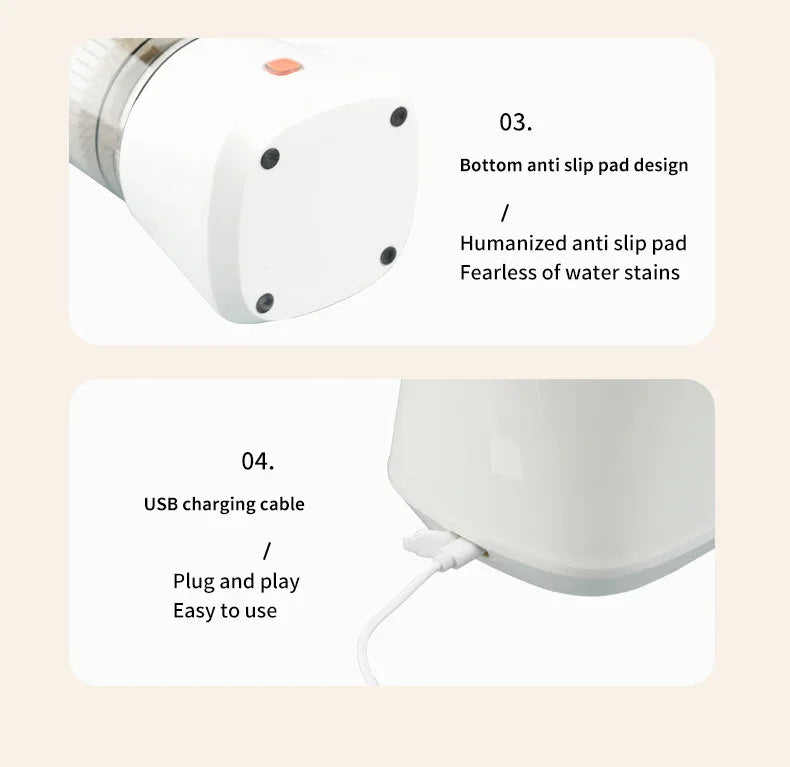 White Electric Citrus Juicer Press - Portable, Large Caliber, One-Click Operation(7.4v1600mAh battery) - Mekamart Australia