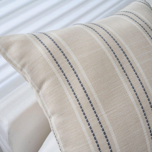 Textured Vertical Striped Pillowcases - Scandinavian Home Decor Accents (Grey Stripes Pair - 45x45cm) - Mekamart Australia