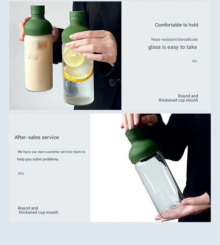 Style Cold Brew Bottle - 450ml Glass, Leak-Resistant Silicone Top White Silicone Lid - Mekamart Australia