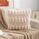 A pair of Khaki Plush Faux Rabbit Fur Throw Pillow Cover - Textured Wheat Ear Design (45x45cm) - Mekamart Australia