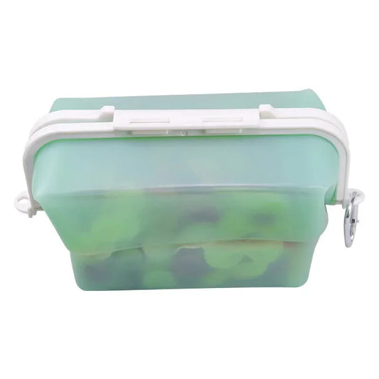 2 Pcs Green Collapsible Silicone Food Storage Container - Microwave & Freezer Safe Lunch Box - Mekamart Australia