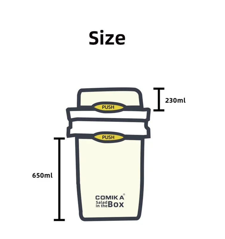 White Portable Salad & Breakfast Cup On-the-Go - Dual Compartment Container with Spork - Mekamart Australia