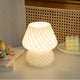 White Retro Swirl Glass Mushroom Table Lamp - USB Powered 3-Level Dimmable Bedside Accent Light - Mekamart Australia