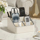 White and Black Stylish PU Leather Desktop Organizer Caddy - Multi-Compartment Holder for Remotes, Office Supplies, Makeup - Mekamart Australia