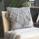 Grey Boho Chic Macrame Cushion Cover - Handmade Woven Cotton Linen Pillow Case with Tassels - Decorative Throw Pillow Sham 45x45cm (Cover Only) - Mekamart Australia